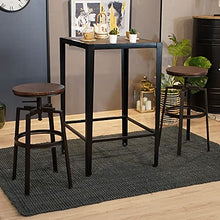 MEUBLE COSY Amat Walnut - Set di 2 sgabelli da bar, altezza regolabile in legno di metallo, design bistro Pub, sedia con poggiapiedi, base in ferro, girevole a 360, noce, 46,5 x 46,5 x 66,5 x 74 cm