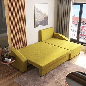 Selsey Morabod - Divano letto angolare - Tessuto Rico 10 giallo - Larghezza 230 cm - a forma di L - Arredi Casa