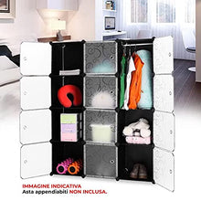 rizzetti Armadio Guardaroba Modulare 12 Cubi 112x37x148 cm Nero con Ricamo