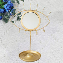 SOLUSTRE Forma degli Occhi Specchio per Il Trucco Boho Decorativo Specchio da Tavolo Staccabile Dorato Specchio Cosmetico con Vassoio di Gioielli Orecchini Supporto da Tavolo Specchio Boho
