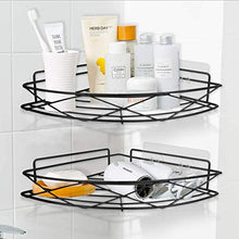 Litcom Mensola per Doccia Angolare Mensole per Bagno Cestello Portaoggetti Autoadesivo per Il Triangolo della Doccia della Cucina del Bagno (Black)