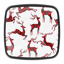 Christmas with deer tartan background Pomelli per Porta Set di 4 Pomelli per Mobili Manopole per Cassetti Cucina Armadio Vetro