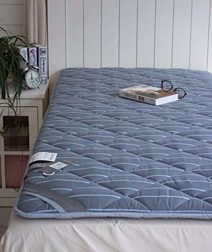 LJYY Tappetino Addensato, coprimaterasso Futon Spesso 4 cm dormitorio Letto Pieghevole Lavabile in Stile Minimalista coprimaterasso Blu 90x200cm (35x79 Pollici)
