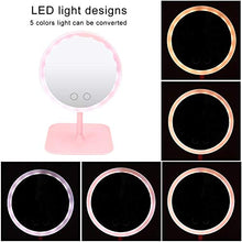 Specchio cosmetico a LED regolabile con ricarica USB, colore: rosa