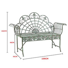 Panchina del Terrazza Parco Panche per Tempo Libero All'aperto, Panca da Giardino in Ghisa Resistente alle Intemperie e Antiruggine, Panche Decorative Retrò Singole e Doppie con Schienali e Bracciol