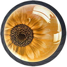 Fiore di girasole Bloom Yellow Art Pomelli per Porta Set di 4 Pomelli per Mobili Manopole per Cassetti Cucina Armadio Vetro