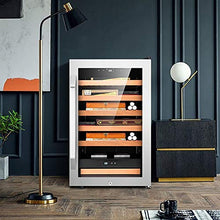 VIY Umidificatore per Sigari, Humidor, 12-23 °C, Touch Display Digitale, 38 Db, Illuminazione A LED, 70 L, 400 Sigari, Ripiani in Legno di Cedro, Argento