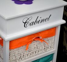 ts-ideen - Cassettiera comò con 3 cesti dalla fodera colorata, colore: Bianco, Arancio, Verde, Lilla
