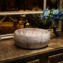 Lavabo Rotondo da Bagno Lavabo Antiscivolo in Ceramica Retro Ceramic Marble Hotel Lavabi