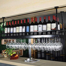 ZLJ Portabottiglie da Vino in Metallo a Parete a soffitto Appeso a portabicchieri da Vino Decorazione mensola Bar ristoranti Cucina (Dimensioni: 120 * 35 cm)