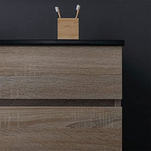 Kiamami Valentina MOBILE BAGNO CM120 QUERCIA EFFETTO LEGNO CON LAVABO NERO SINGOLO | SOLE