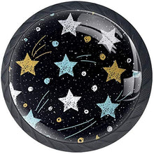Motivo a stelle giallo bianco blu nero Pomelli per Porta Set di 4 Pomelli per Mobili Manopole per Cassetti Cucina Armadio Vetro