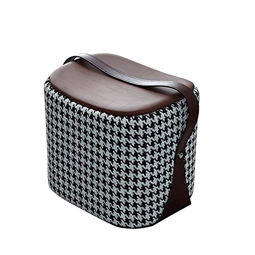 Jiangang- Portable ottomano Sgabello con Maniglia/Cuoio Imbottito Poggiapiedi/poggiapiedi Sgabello Cambio Scarpe Gambe Sgabello-45x37x39cm