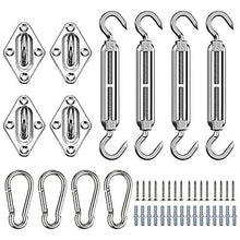 shirylzee Kit di Fissaggio per Vela Parasole, 44 Pezzi Kit di Fissaggio per Tende a Vela, Acciaio Inossidabile Kit di Fissaggio e Installazione per Triangolo e Rettangolo Parasole per Patio Lawn