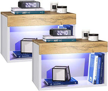 elb Due Comodini Design sospesi o a Terra. Frontali in 12 Colori a Scelta. Anche con con luci a LED. Modello Giga (Rovere Naturale)