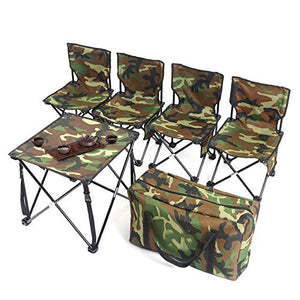 Set Tavolo e Sedia da Esterno Set a Cinque Pezzi di tavoli e sedie Portatili per Tour autonomi, tavoli da Picnic all'aperto e sedie, tavoli da Picnic e da Pesca e sedie
