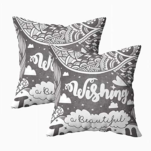 Kris.D Fodere per Cuscino 18X18 Pollici, Fodere per Cuscini Quadrati copriletto 2PCS Giorni Motivo Motivo Etnico può Essere utilizzato Riempimenti Libri da colorare Pagine Bambini Adulti