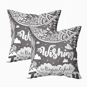 Kris.D Fodere per Cuscino 18X18 Pollici, Fodere per Cuscini Quadrati copriletto 2PCS Giorni Motivo Motivo Etnico può Essere utilizzato Riempimenti Libri da colorare Pagine Bambini Adulti