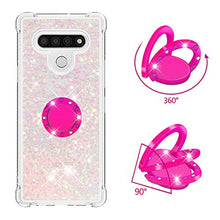 Custodia LG Stylo 6 Squillo della Base del Telefono TPU Brillantini Diamond Liquido Telefono Bumper Case （Stelle Rosa Fluorescenti）