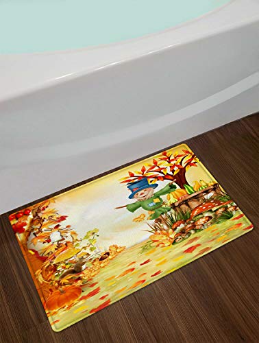 dangfeipeng Autunno Cartoon Zucca Fungo Spaventapasseri Modello Decorazione Bagno Ottomano Tappetino Antiscivolo