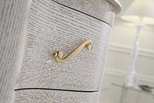 Mobile da bagno con cassetti e specchio rettangolare - Misura: L.86 P.54 cm - Finitura: Finitura Decap� bianco oro - Top: Top in marmo travertino - 100% made in Italy