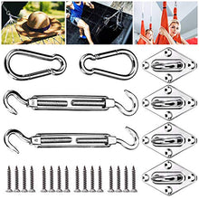 Emooqi Kit di Fissaggio per Tende, 24 Pezzi Accessori di Montaggio in Acciaio Inossidabile da Sole Rettangolare e Quadrata Tende per Kit Hardware a Scomparsa per Vela Parasole