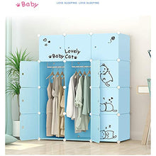 EXCLVEA Armadio Appendiabiti Blu Combinazione Armadio for i Bambini Svegli del Gatto Disegnato Abiti Fai da Te Cabinet Bambini armadi for Abbigliamento Calzature e Giocattoli