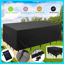 Reujkk - Copertura impermeabile per mobili da giardino, copertura impermeabile per mobili da esterni, anti-UV, copertura per tavolo da giardino, resistente 420D, Oxford nero e PU argento