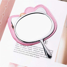 weichuang Trucco specchio luce Piccolo mini formato Kitty Specchio In Metallo Con Sacchetto di Pelle Portatile Trucco Specchio Portatile Vanity Mini Specchio Trucco specchio