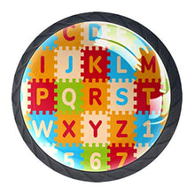 Confezione da 4 manopole per mobili da cucina, manopole per cassetti Bubble baby alfabeto numero puzzle Tira le maniglie delle porte