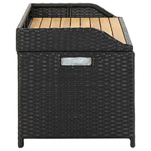 BIGTO - Panca portaoggetti da giardino, in polyrattan, colore: nero, 120 x 50 x 50 cm