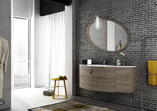 Mobile da bagno color Rovere dimensioni H 80 x L 120 con specchio e lampada led, - Base p. lavabo curvo 1 cassettone H 50 x L 100 cm