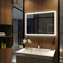 Meykoers Specchio Bagno LED 80 x 60 cm con Interruttore tattile + Anti-appannamento + Bluetooth + Orologio Digitale, bianco freddo 6500K