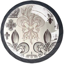Araldico con Fleur De Lis e corone Tiara Iris Flowers Stemma Knight Pomelli per Porta Set di 4 Pomelli per Mobili Manopole per Cassetti Cucina Armadio Vetro