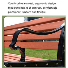 Panca da giardino per esterni panchina da terrazza, panchina da parco con schienale in legno in plastica anticorrosione, salotto da balcone con struttura in metallo e braccioli, può ospitare 2-3 per