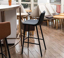 Sedie Da Bar Colazione Sala Da Pranzo Sgabelli Da Bar Cucina Isola Sgabelli Da Bar Con Poggiapiedi Moda Nordica Sedia Da Pranzo Per La Casa Decorazione Della Casa In Pelle-Nero_65 Cm
