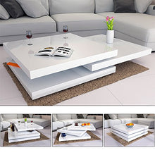 Deuba Tavolino da Divano Salone Bianco Laccato Lucido Girevole a 360° Design Moderno 76x76cm Soggiorno sofà Tavolo caffè