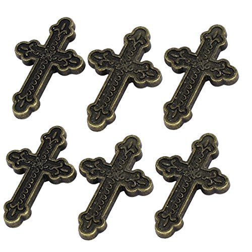 Cassettiera 60 x 39 x 13 mm stile retrò a forma di croce, maniglie a bottone, 6 pezzi