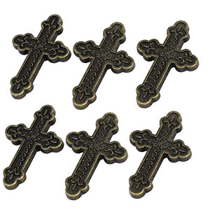 Cassettiera 60 x 39 x 13 mm stile retrò a forma di croce, maniglie a bottone, 6 pezzi