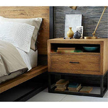 Comodino Vintage in Legno massello di Pino con cassettiera Camera da Letto con cassetti Armadio Semplice in Ferro battuto FANJIANI