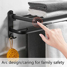JRMM Porta Asciugamani Bagno da Parete con Mensola Portasciugamani Bagno da Muro Porta Salviette Doppio, Alluminio, Nero Opaco22.6 inch
