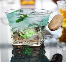 YXXJ Tazza di Vetro Whisky con portasigare Groove Rack Cucina Bar Vino Bere Tazza da Tazza di Sigaro - Vetro di Whisky Vecchio Stile con riposarsi rimati,2PCS