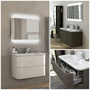 Bagno Italia Mobile arredo bagno 80 cm 2 cassetti lavabo mineralmarmo bianco rovere soft arredi I