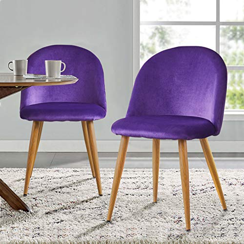 Set di 2 Sedia da Pranzo in Velluto Sedia Soggiorno Sedia Nordica con Schienale,Sedia Scandinave Sedia camera da letto,Sedie per sala da pranzo (viola)