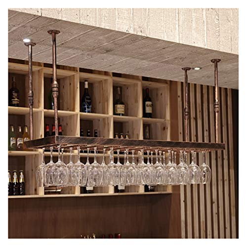 CCFENG Titolare Bar bancone di Vetro del Ferro, Appeso portabicchieri, Appendiabiti Calice, Porta Bicchiere di Vino, Bicchiere Capovolto Titolare Stile Europeo (Color : Brown, Size : 120 * 35cm)