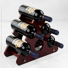 Scaffale da vino in legno, per 6 bottiglie, design compatto, adatto per bar, casa, ristoranti, colore nero 5