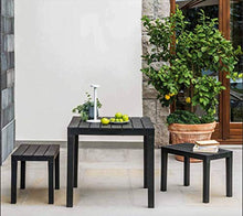 Tomaino Tavolo da Giardino Quadrato in plastica Effetto Legno 78 x 78 x 72h cm (Antracite)