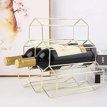 LHQ-HQ Wine Rack, 6 Bottiglie Metallo Wine Rack, controsoffitto Free-Supporto del banco di stoccaggio del Vino, del risparmiatore dello Spazio Protector for Red & Vini Bianchi - Gold