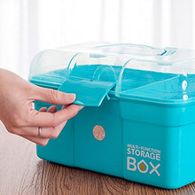 Ovitop Scatola Medica a Doppio Strato con Coperchio Scatola di Immagazzinaggio Medico Soccorso Kit di Pronto Soccorso Domestico Portatile-Blu