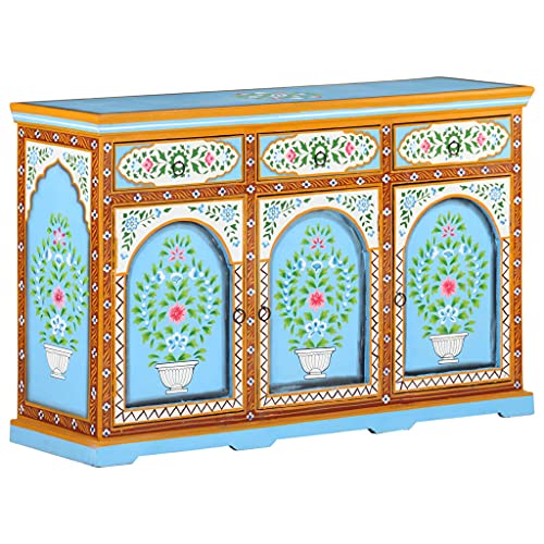 vidaXL Credenza Dipinta a Mano 120x35x76 cm in Legno Massello di Mango